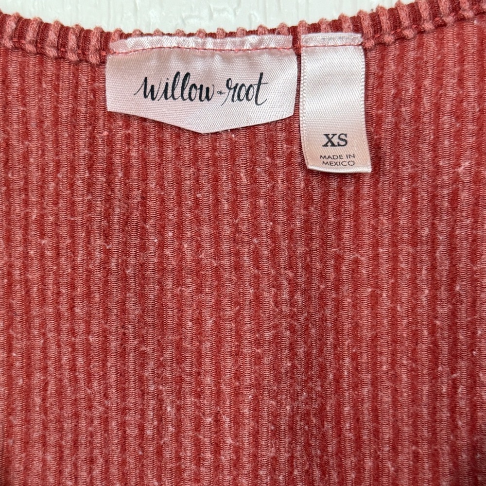 Willow + Root Womens Ribbed V-Neck Tank Top Rust Red Size XS Sleeveless Boho - Picture 3 of 6